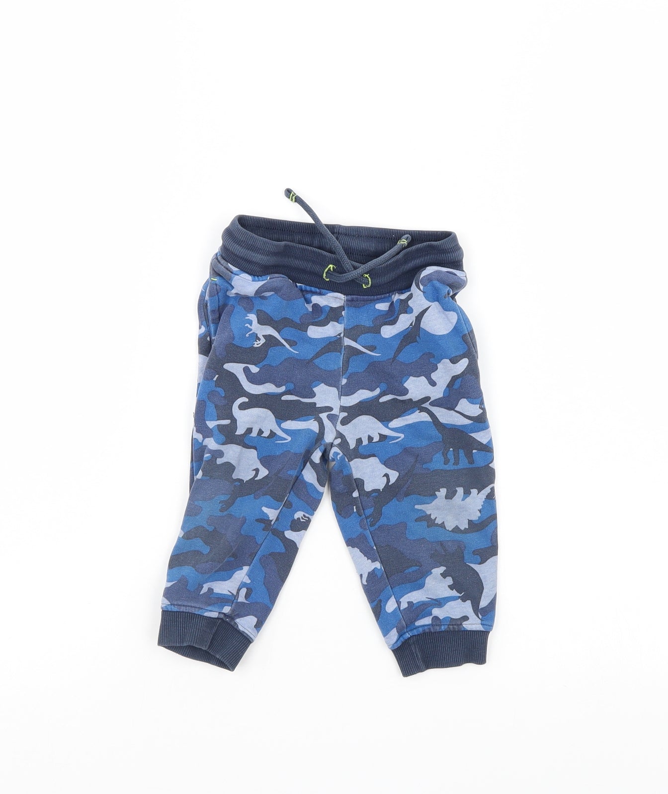 Preworn Boys Blue Camouflage  Sweatpants Trousers Size 9-12 Months