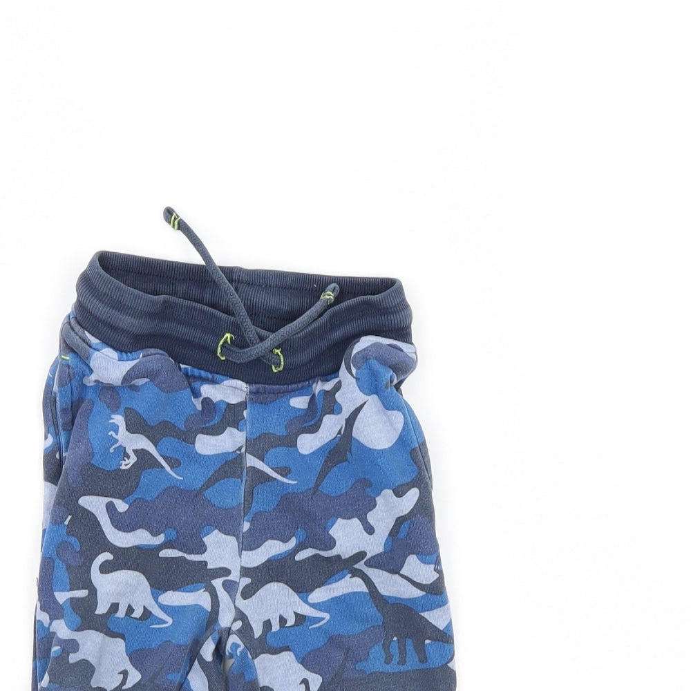 Preworn Boys Blue Camouflage  Sweatpants Trousers Size 9-12 Months