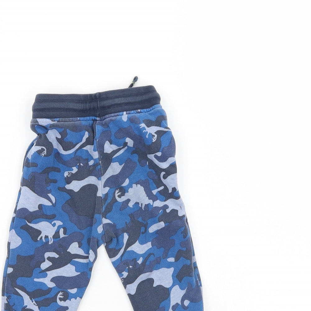 Preworn Boys Blue Camouflage  Sweatpants Trousers Size 9-12 Months