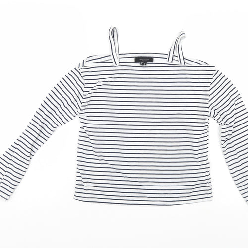 Atmosphere Womens White Striped  Basic Blouse Size 4