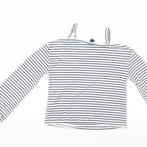 Atmosphere Womens White Striped  Basic Blouse Size 4