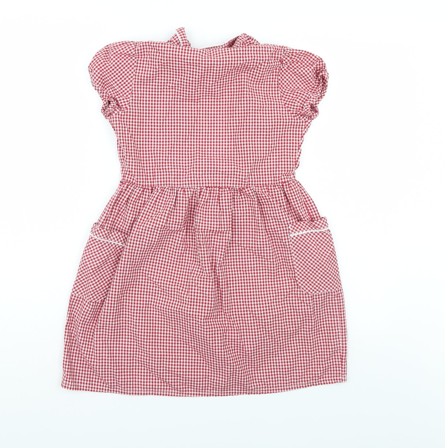 F&F Girls Red Check  Pinafore/Dungaree Dress  Size 8-9 Years