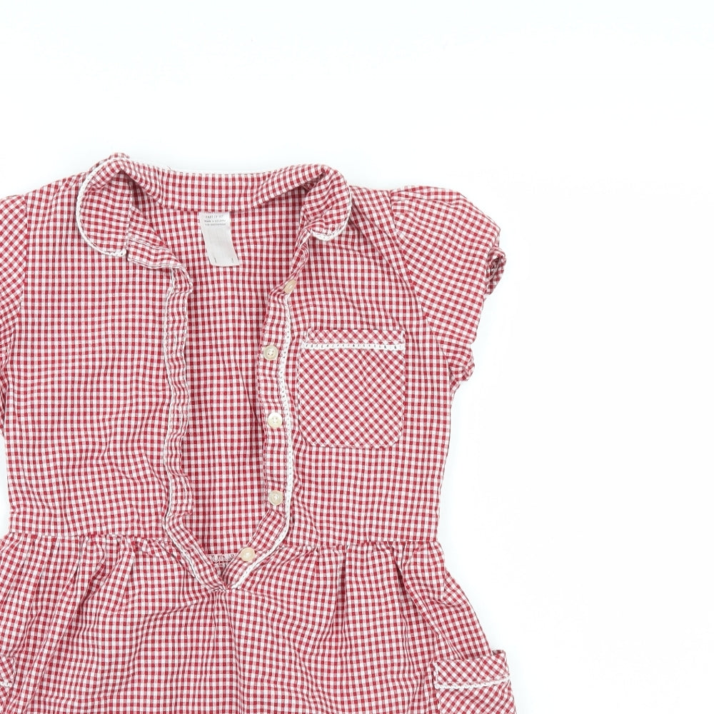F&F Girls Red Check  Pinafore/Dungaree Dress  Size 8-9 Years