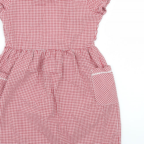 F&F Girls Red Check  Pinafore/Dungaree Dress  Size 8-9 Years