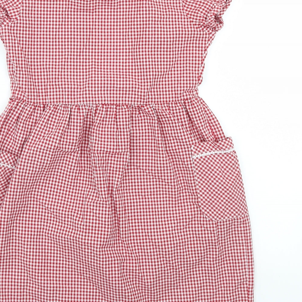 F&F Girls Red Check  Pinafore/Dungaree Dress  Size 8-9 Years