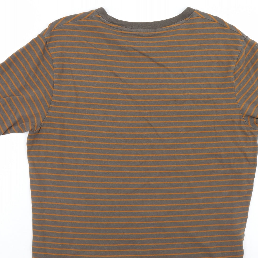 Iets Frans Mens Brown Striped   T-Shirt Size L
