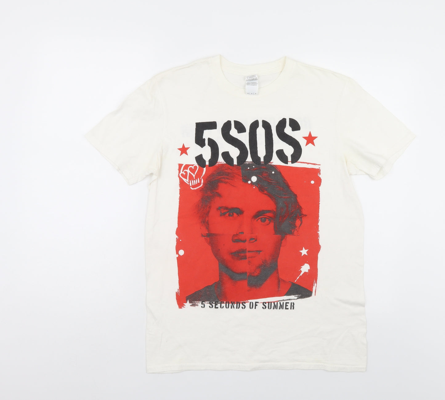 Gildan Mens White    T-Shirt Size M  - 5sos