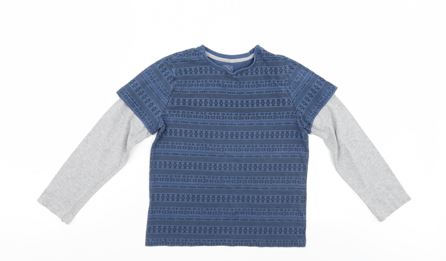 F&F Boys Blue Geometric  Basic T-Shirt Size 9-10 Years