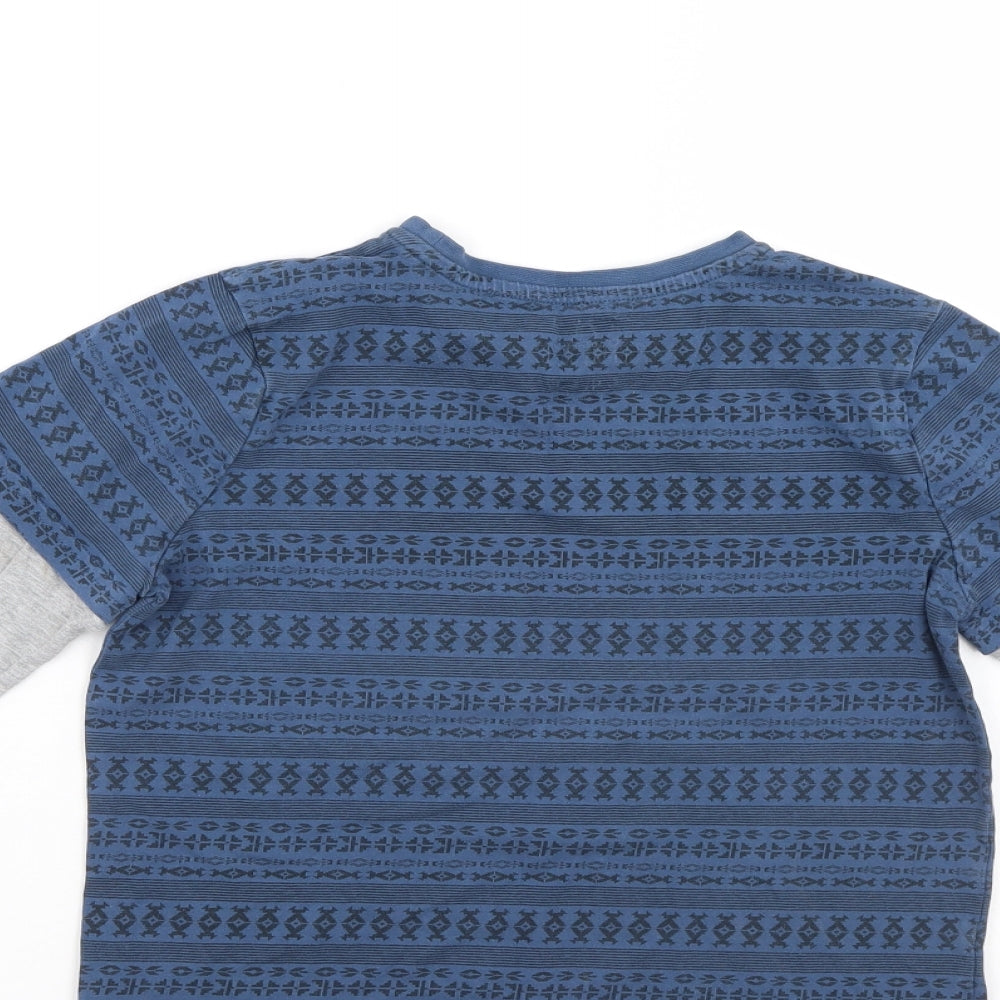 F&F Boys Blue Geometric  Basic T-Shirt Size 9-10 Years