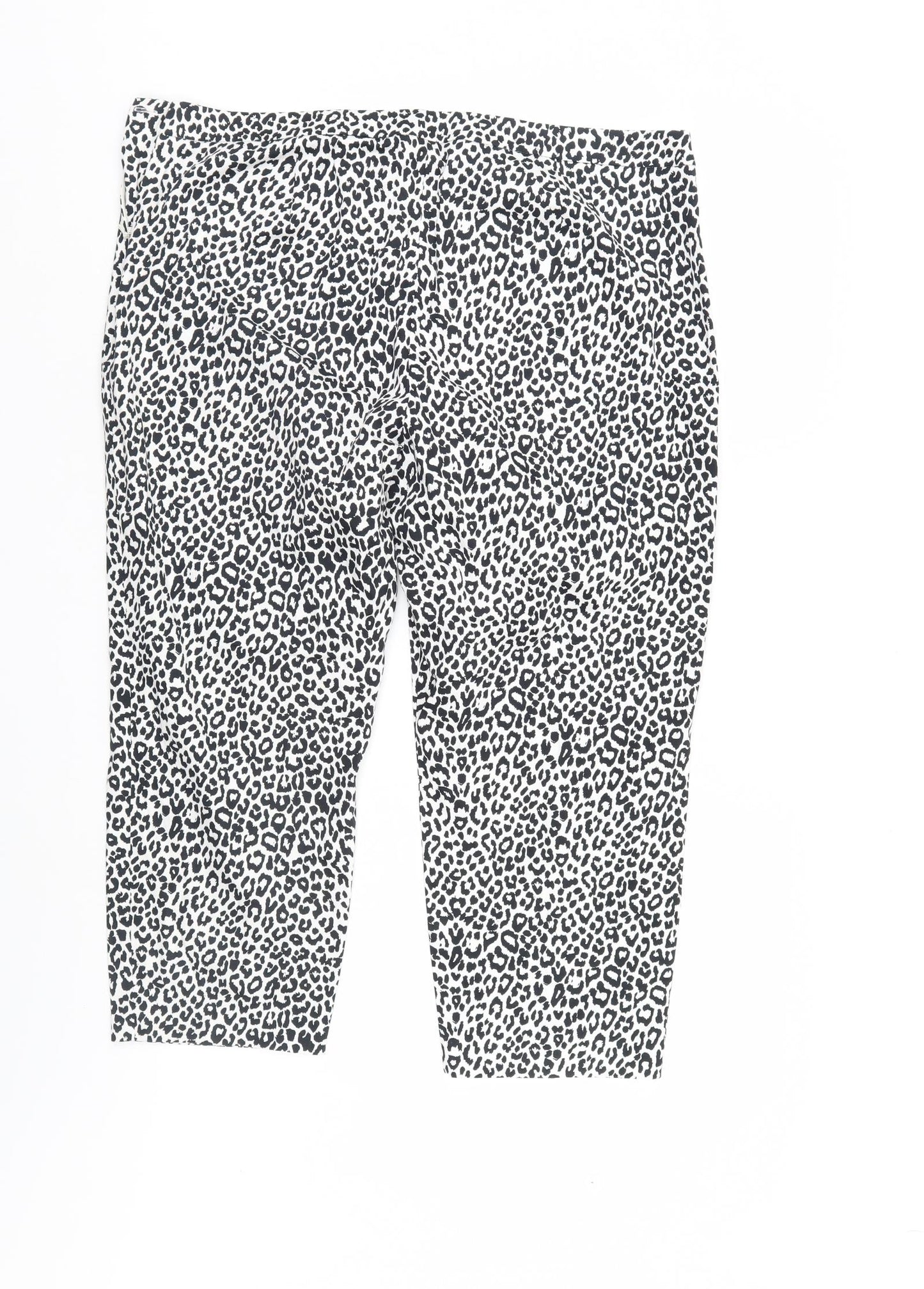 M&S Womens Multicoloured Animal Print  Cropped Trousers Size 16 L22 in