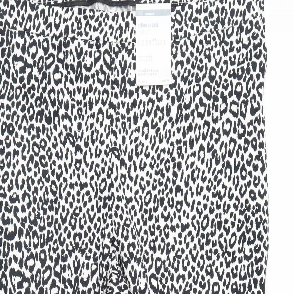 M&S Womens Multicoloured Animal Print  Cropped Trousers Size 16 L22 in