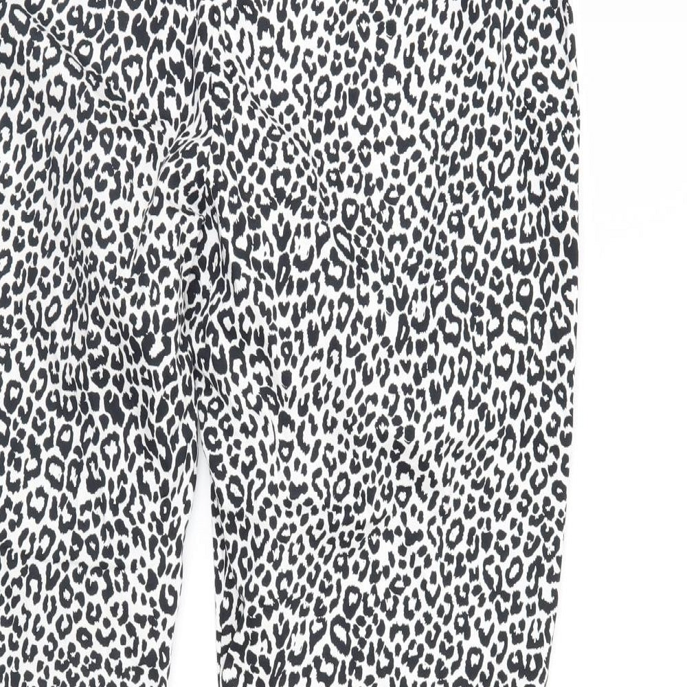 M&S Womens Multicoloured Animal Print  Cropped Trousers Size 16 L22 in