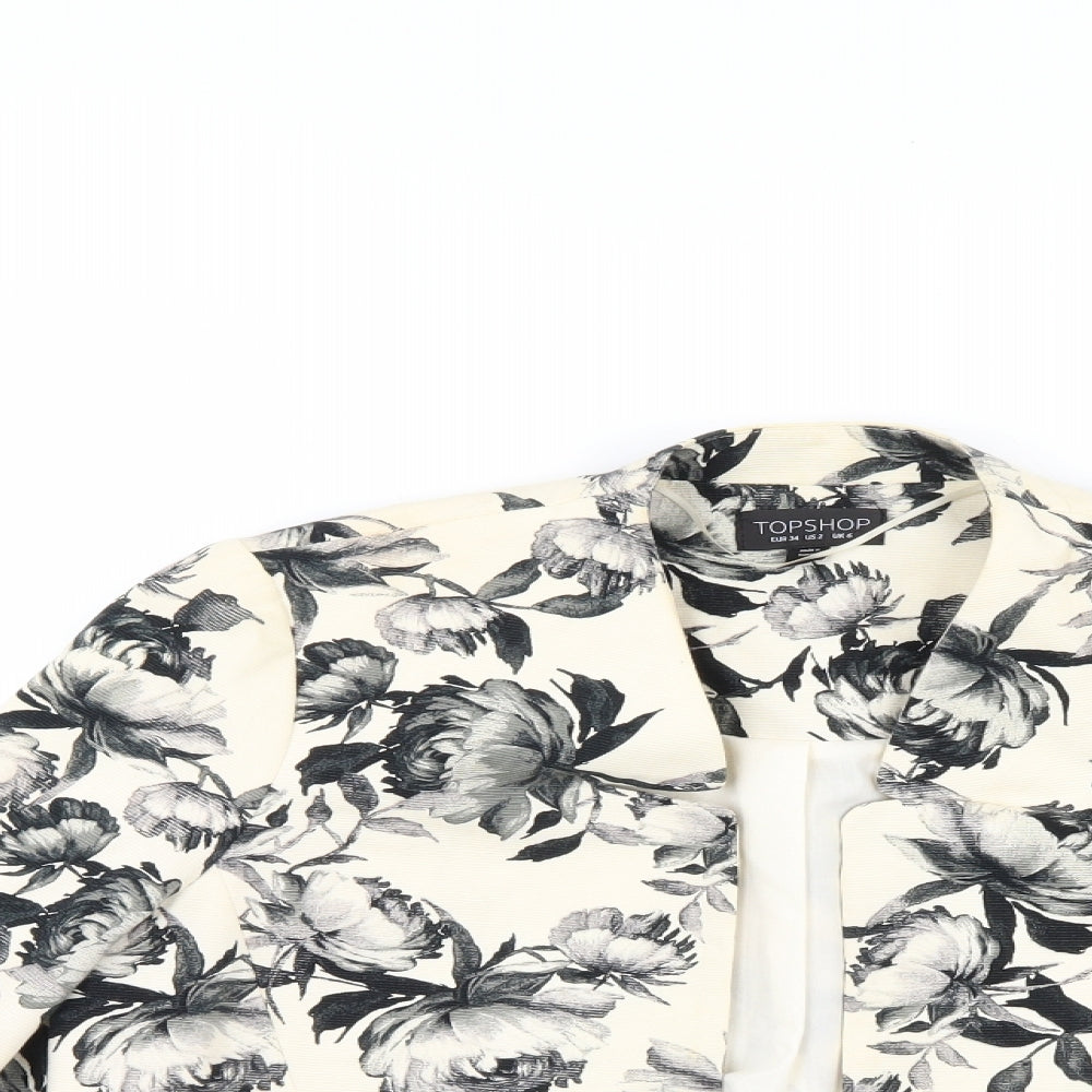 Top Shop Womens White Floral  Jacket  Size 6