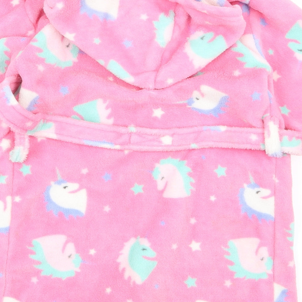 Preworn Girls Pink   Top Robe Size 5 Years  - unicorn