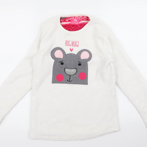 yd Girls White   Basic T-Shirt Size 10-11 Years  - give hug