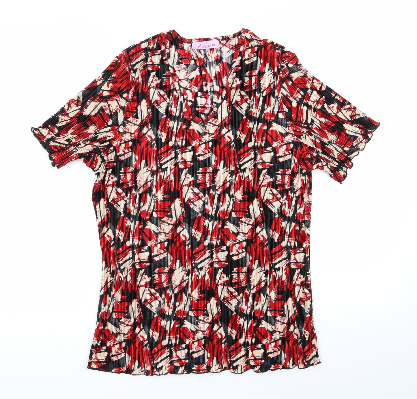 amalia Womens Red   Basic T-Shirt Size 20