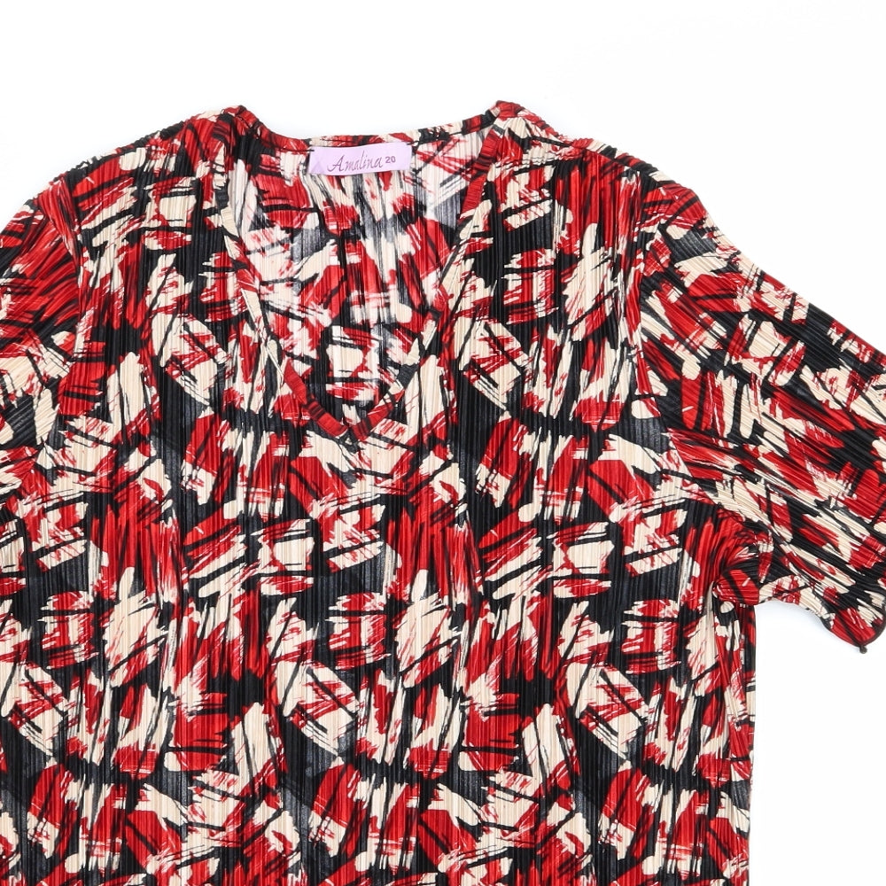 amalia Womens Red   Basic T-Shirt Size 20