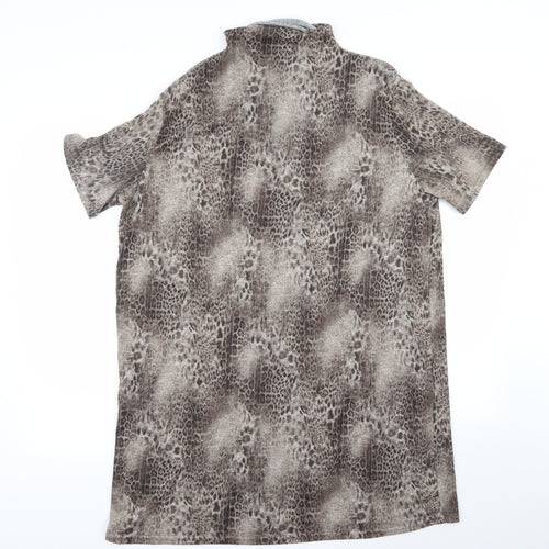 Select Womens Beige Animal Print  Basic T-Shirt Size 16