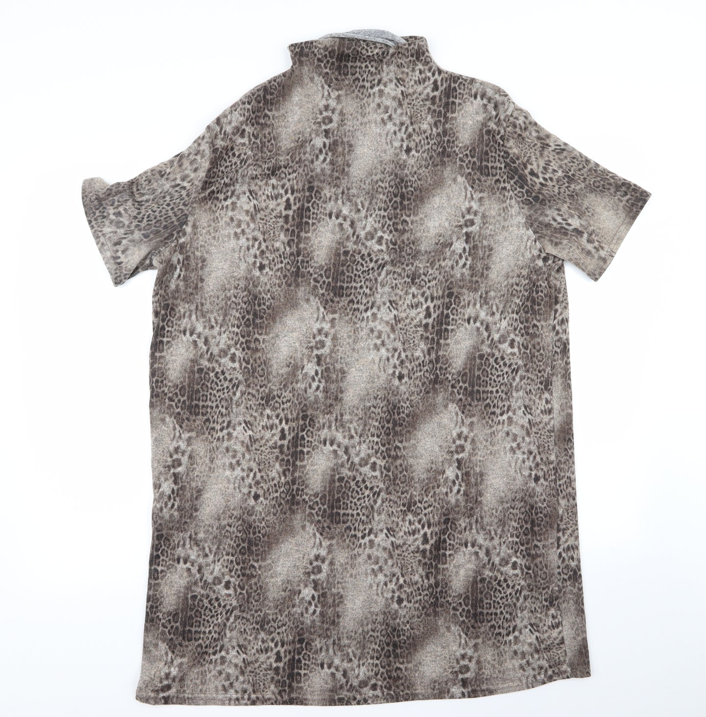 Select Womens Beige Animal Print  Basic T-Shirt Size 16