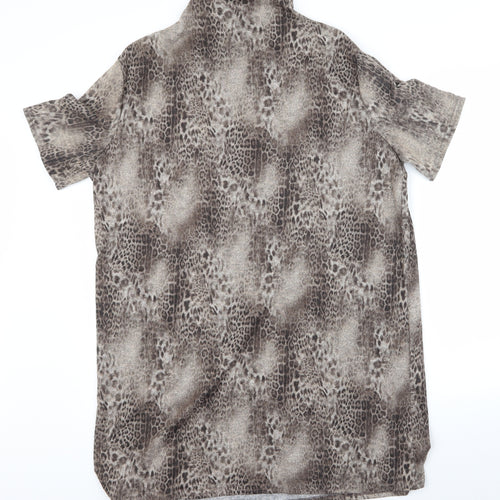 Select Womens Beige Animal Print  Basic T-Shirt Size 16