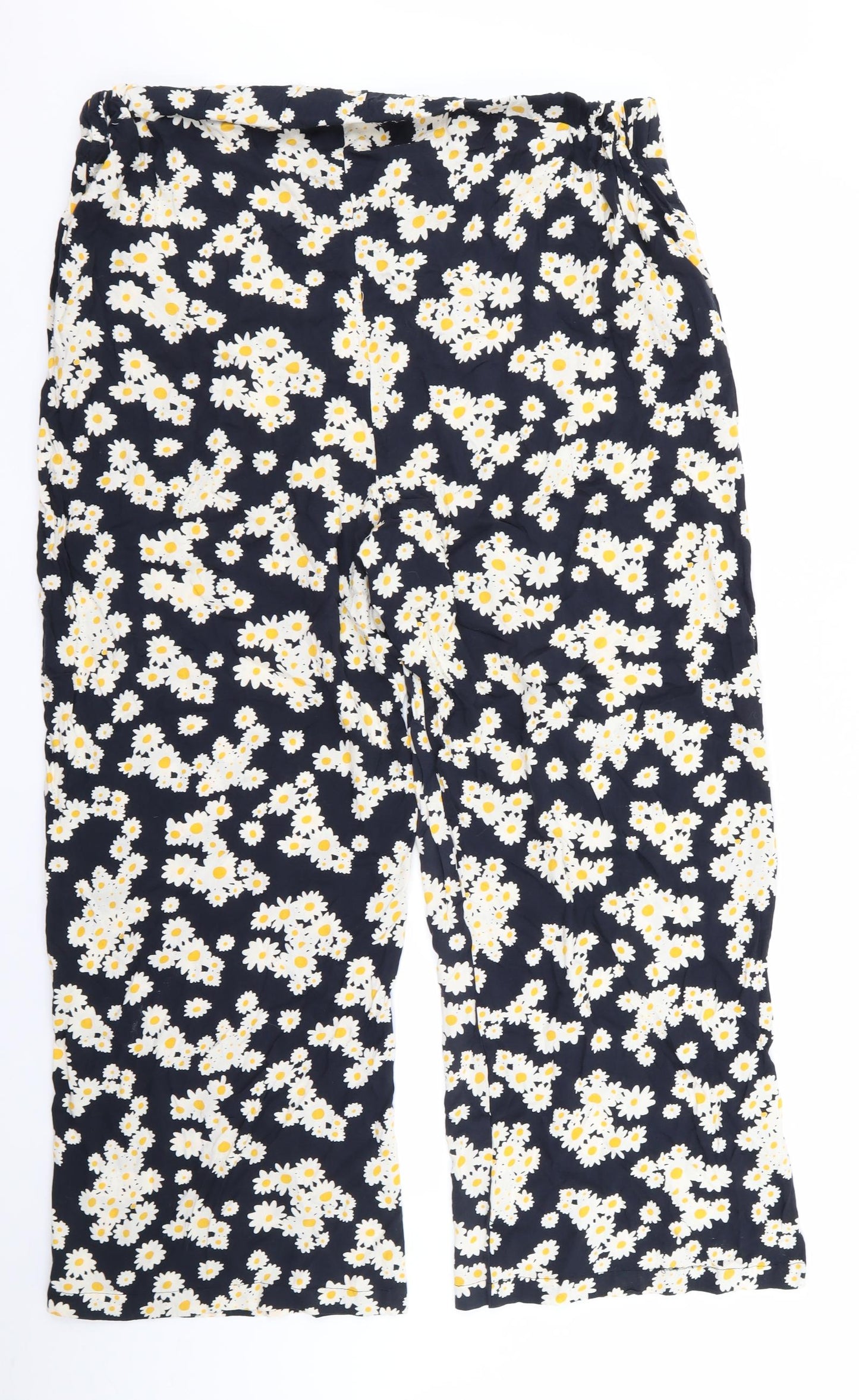 Preworn Womens Black Floral  Trousers  Size 38 L25 in
