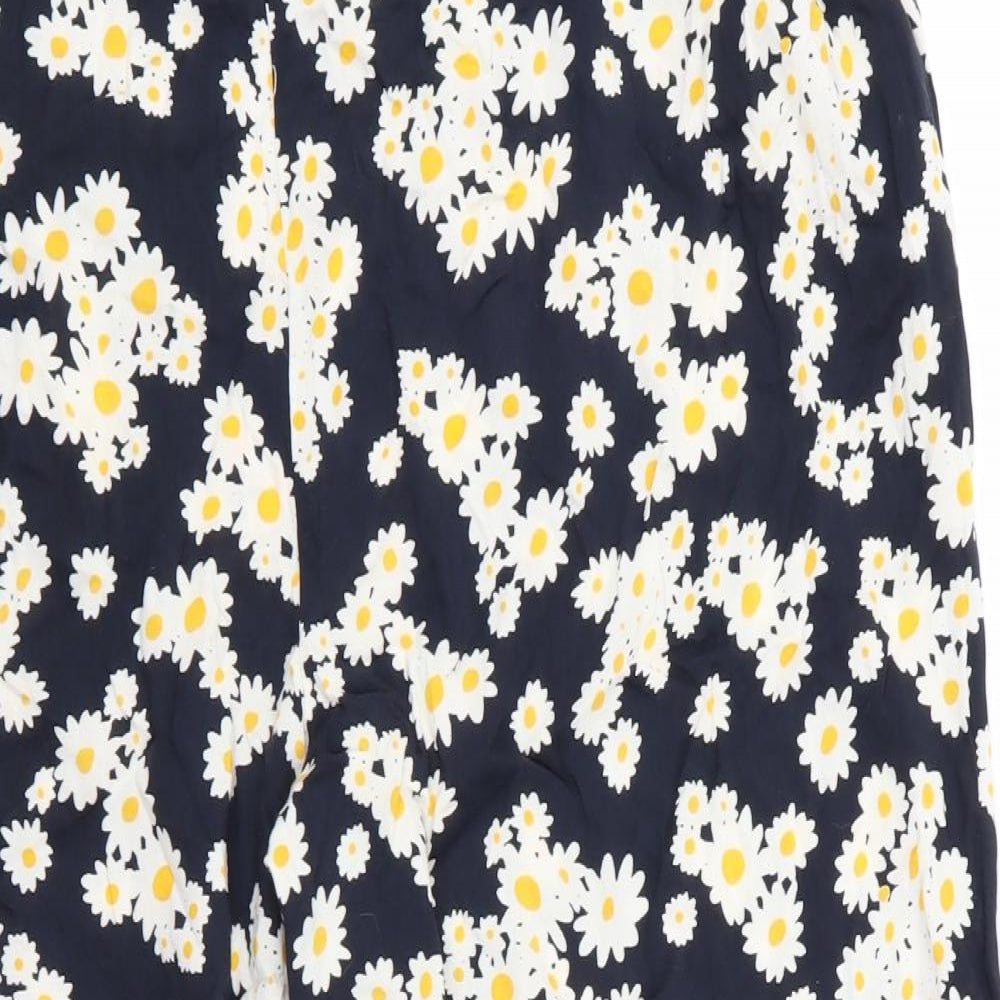 Preworn Womens Black Floral  Trousers  Size 38 L25 in