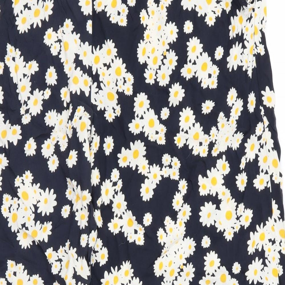 Preworn Womens Black Floral  Trousers  Size 38 L25 in