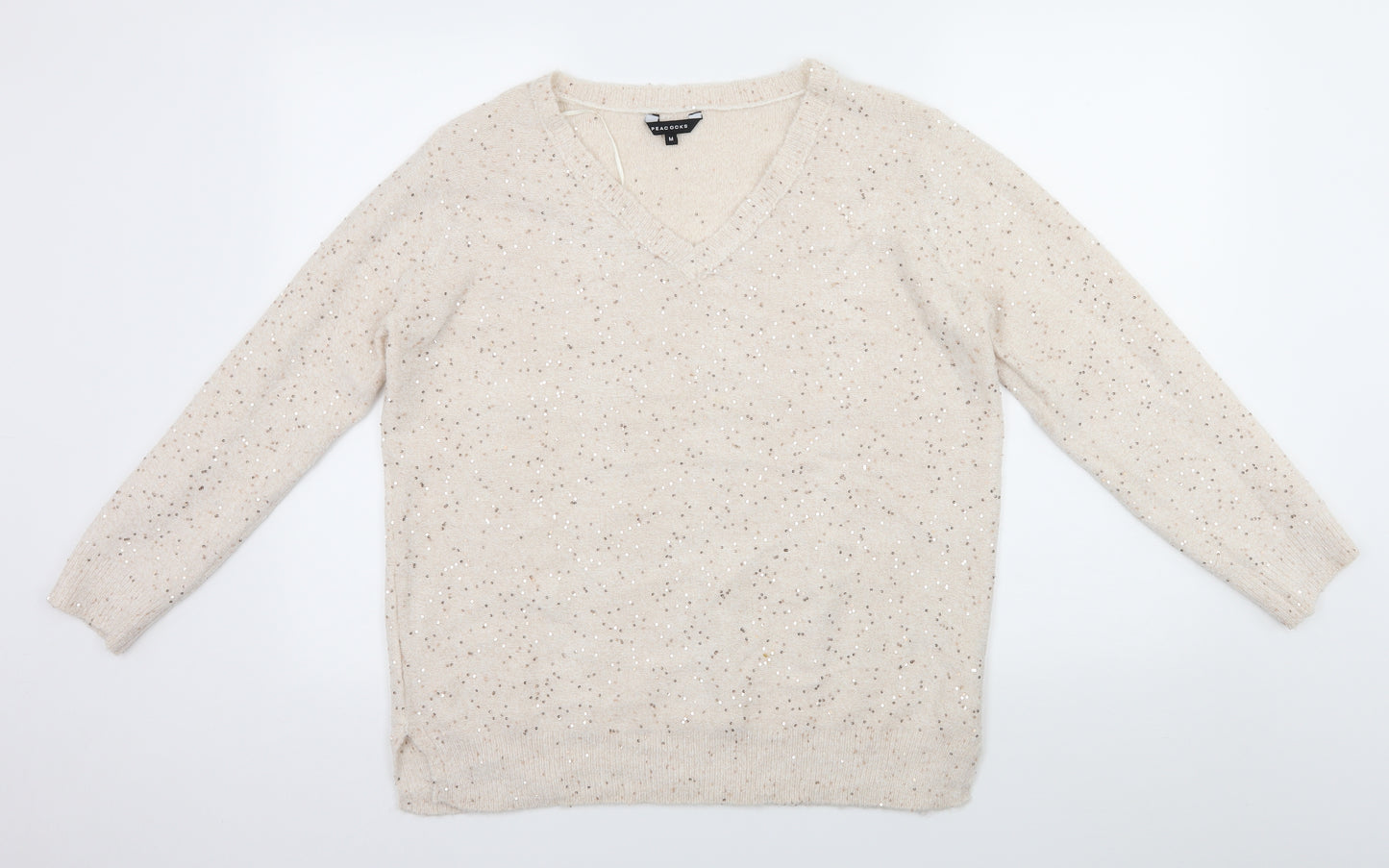 Peakocks Womens Beige   Pullover Jumper Size M