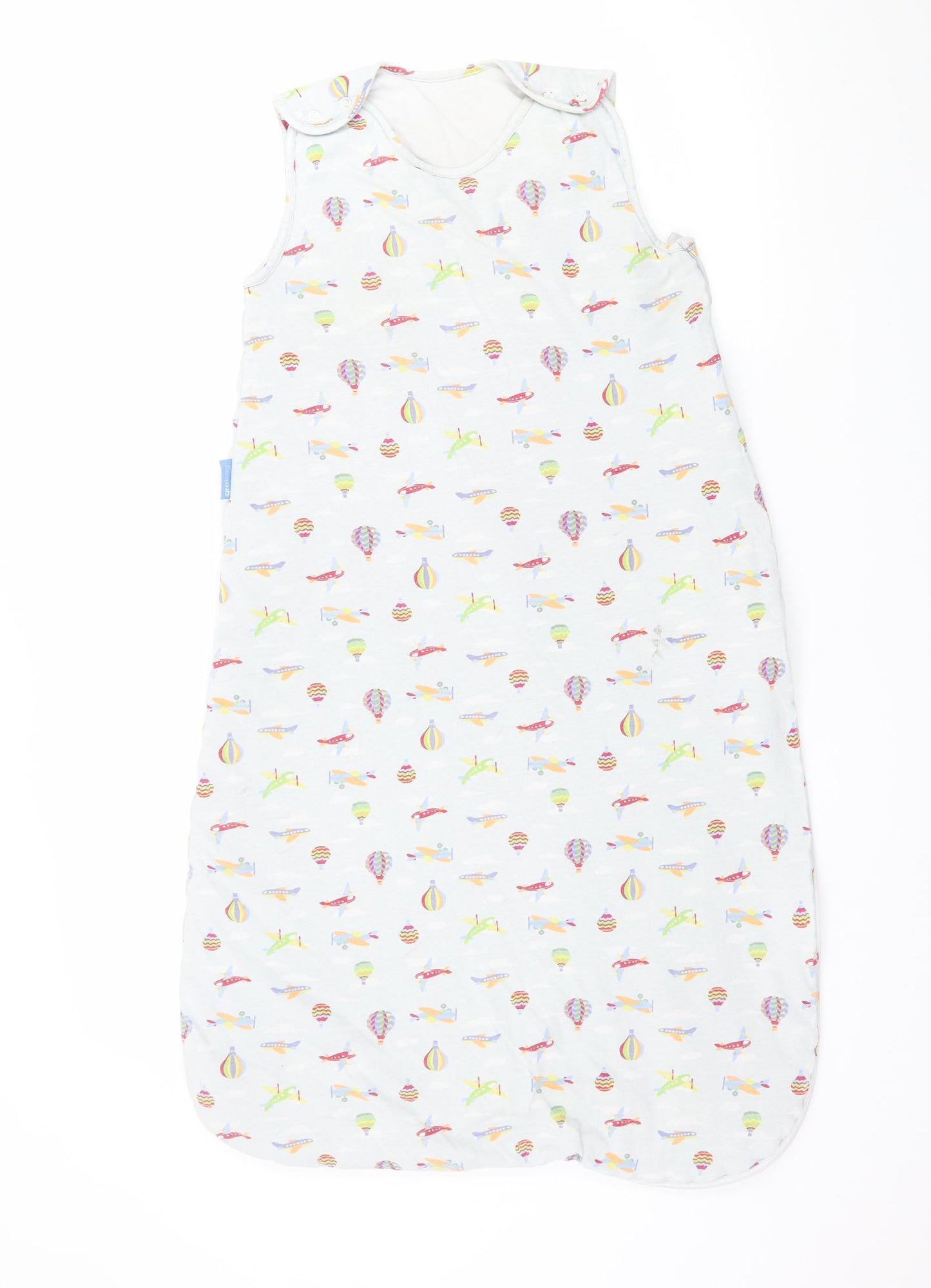 Grobag Baby Grey    Bodysuit Size 18-24 Months  - hot air balloons and airplanes