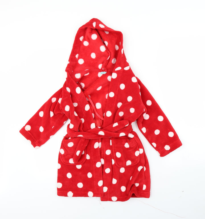 M&S Girls Red Polka Dot Cami Robe Size 4 Years