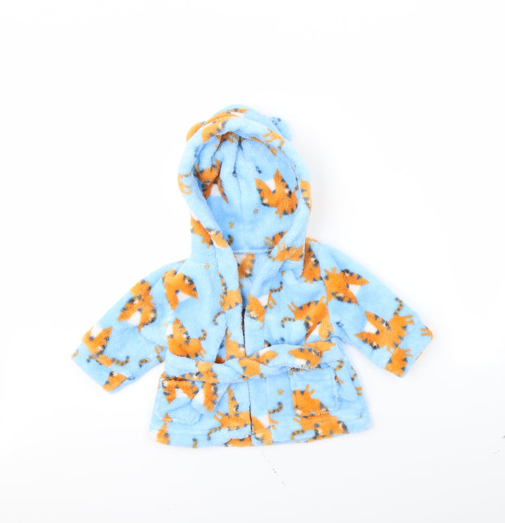 Preworn Boys Blue Spotted Cami Robe Size 3-6 Months - Tiger Print