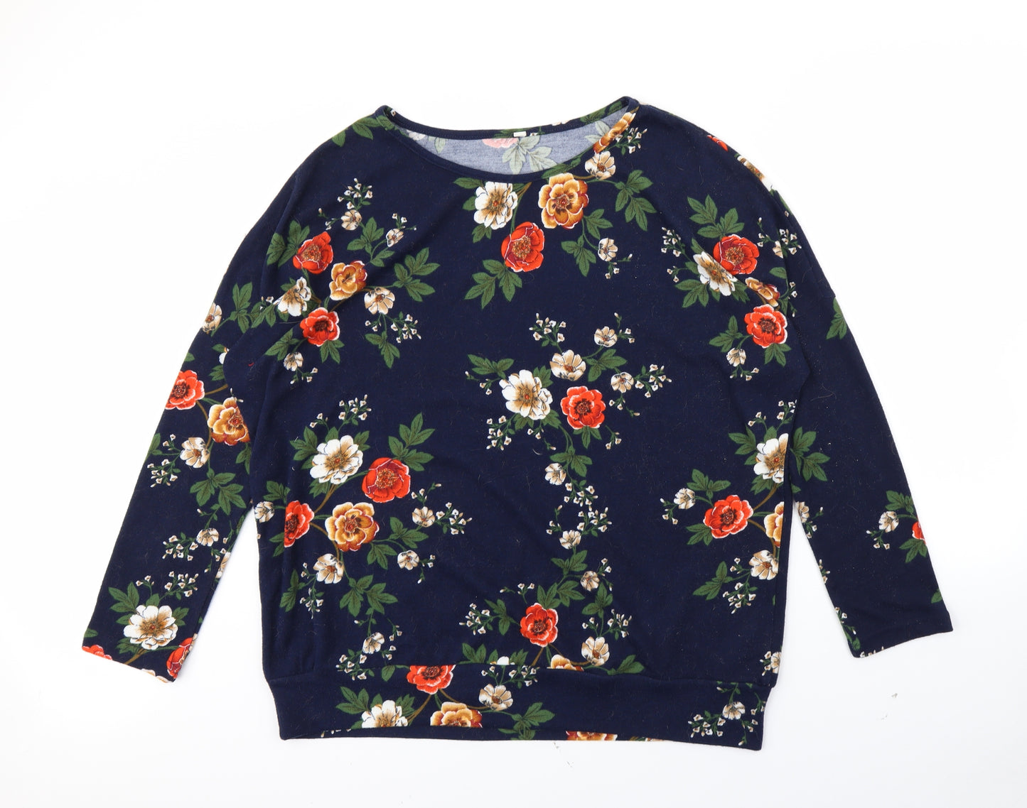 Preworn Womens Blue Floral  Pullover Jumper Size 14