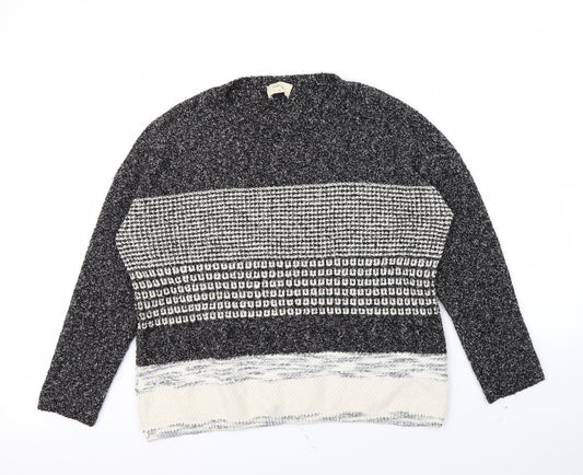 Front view of Papaya women’s black striped jumper, size XL