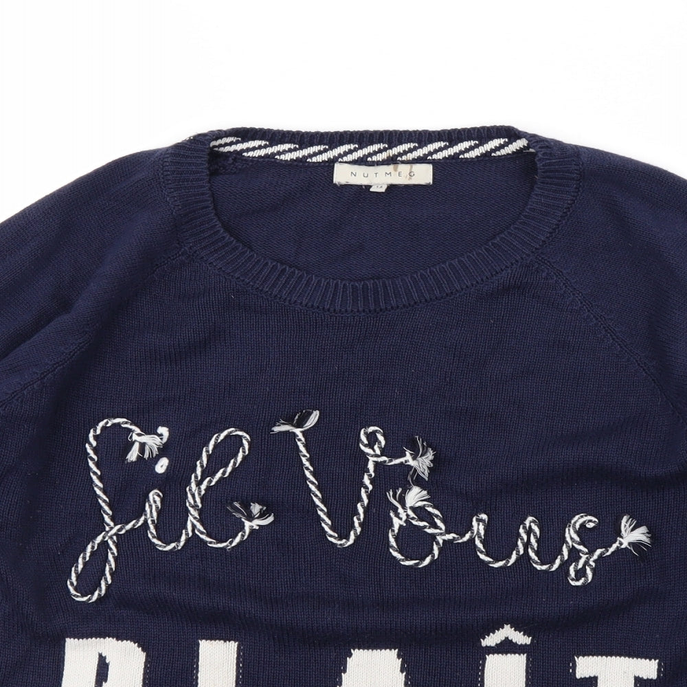 Nutmeg Womens Blue   Pullover Jumper Size 14