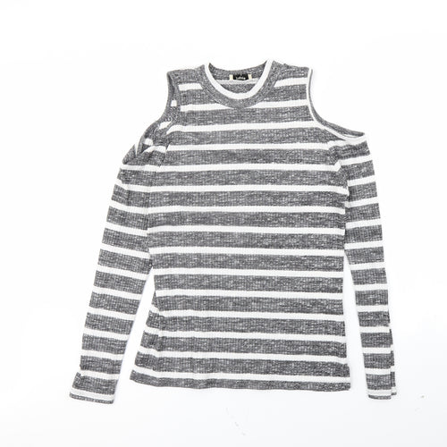 Papaya Womens Black Striped  Pullover Jumper Size 16