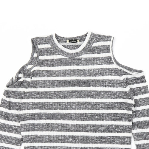 Papaya Womens Black Striped  Pullover Jumper Size 16