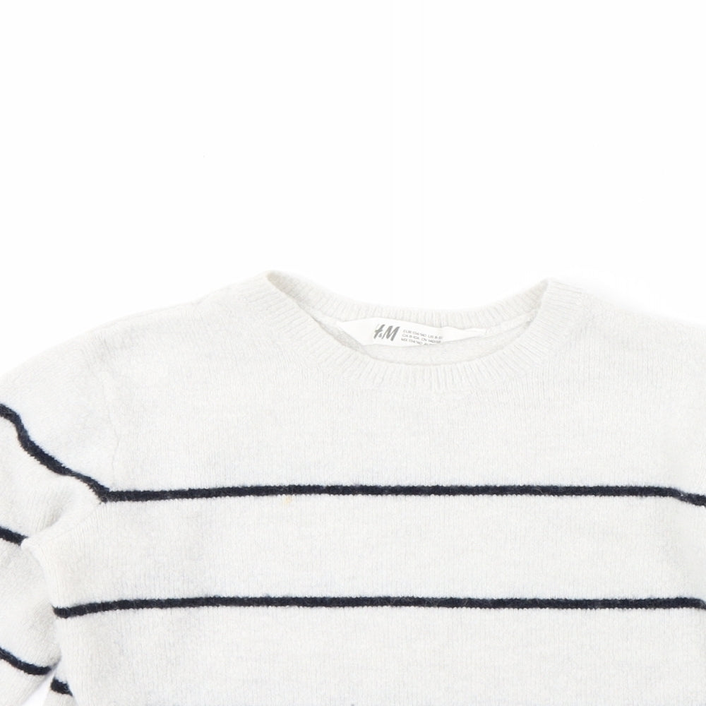 H&M Girls Grey Striped  Pullover Jumper Size 8 Years
