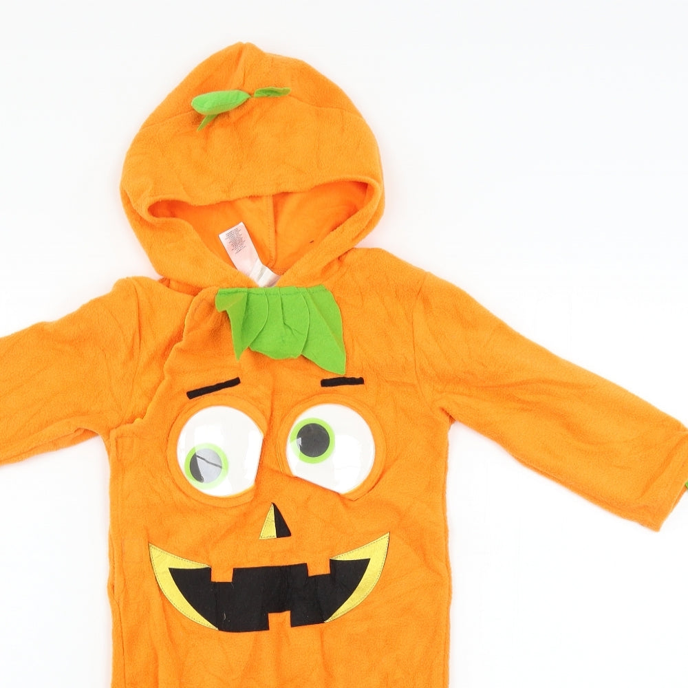 FF Boys Orange  Fleece  One Piece Size 2-3 Years  - Pumpkin