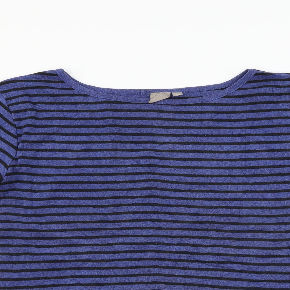 TU Womens Blue Striped  Basic T-Shirt Size L
