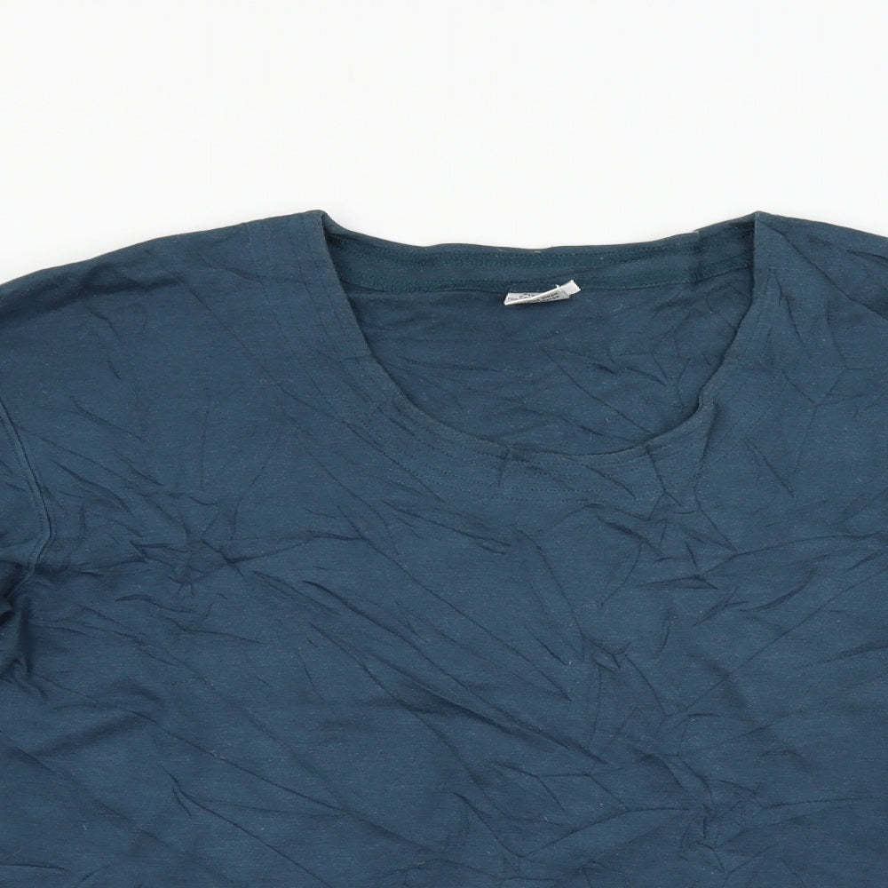 Peruvian Collection Womens Green  Flannel Basic T-Shirt Size M