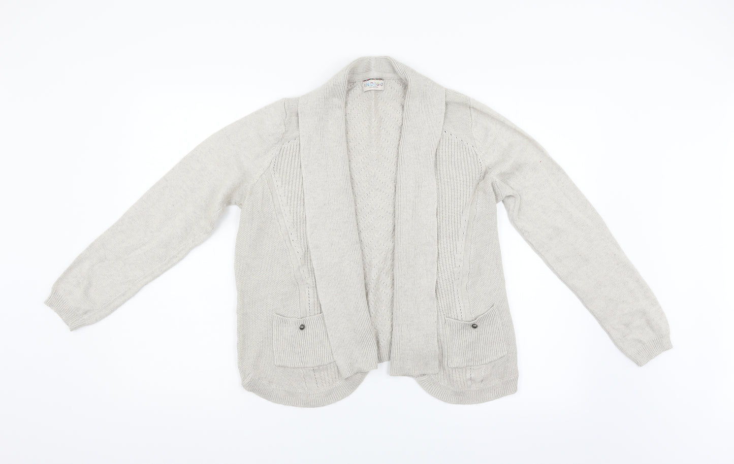 Indigo Womens Grey  Knit Cardigan Jumper Size 16