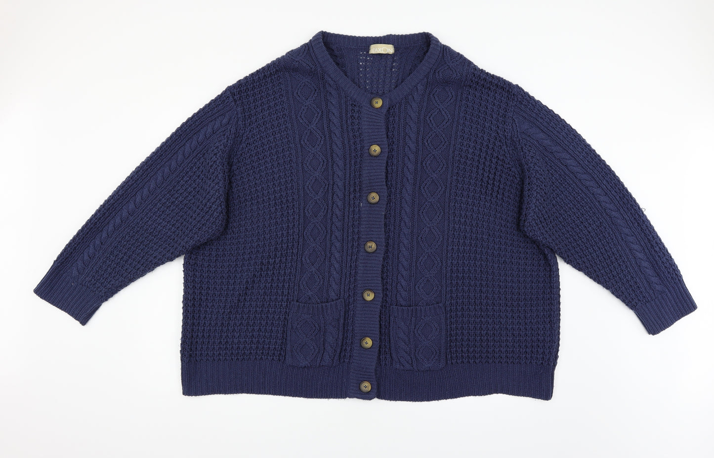 Daxon Womens Blue Argyle/Diamond Knit Cardigan Jumper Size 30
