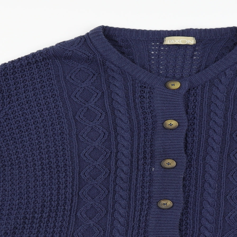 Daxon Womens Blue Argyle/Diamond Knit Cardigan Jumper Size 30