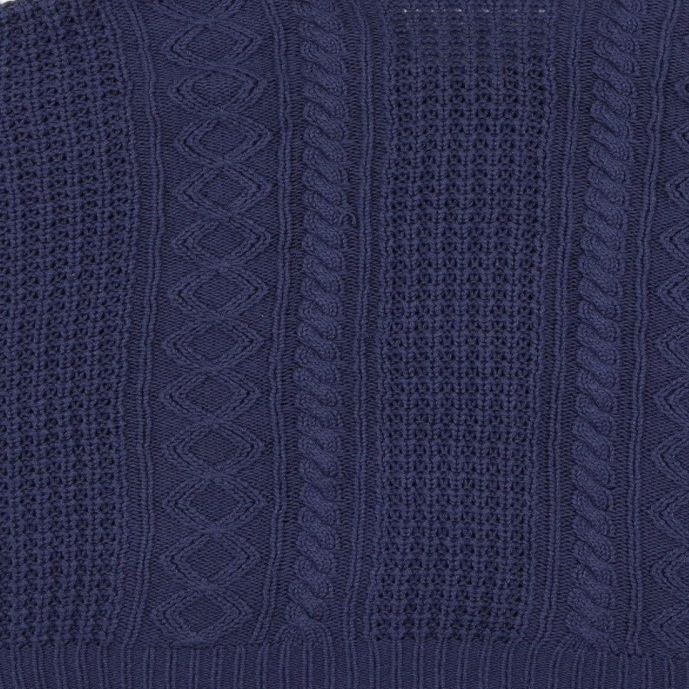Daxon Womens Blue Argyle/Diamond Knit Cardigan Jumper Size 30