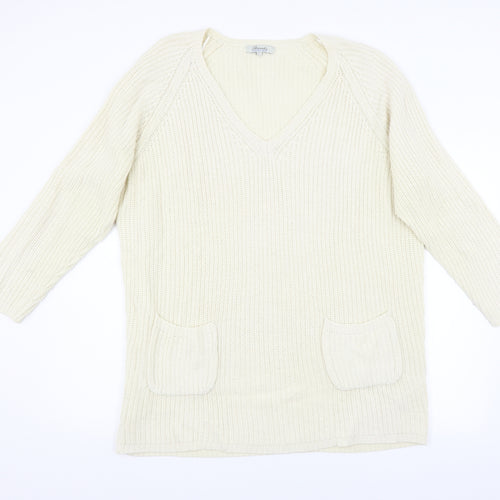 Peacocks Womens Beige  Knit Pullover Jumper Size L