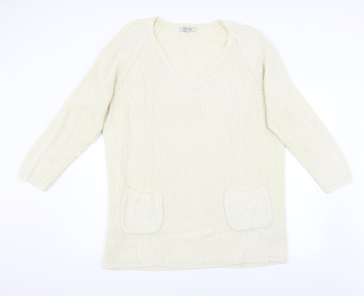 Peacocks Womens Beige  Knit Pullover Jumper Size L