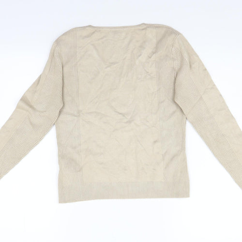 Mixin Womens Beige  Taffeta Pullover Jumper Size L