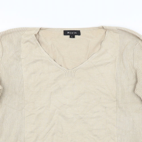 Mixin Womens Beige  Taffeta Pullover Jumper Size L