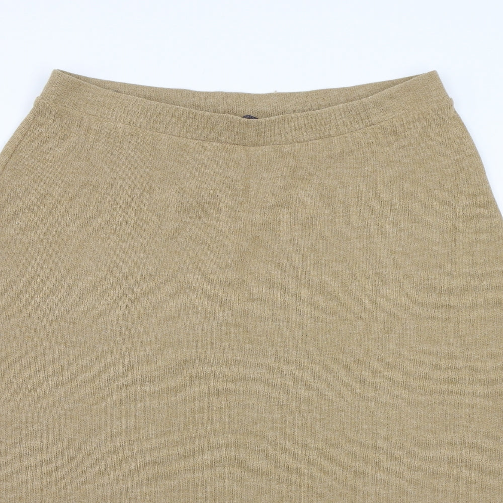 M&S Womens Beige  Knit Flare Skirt Size 16