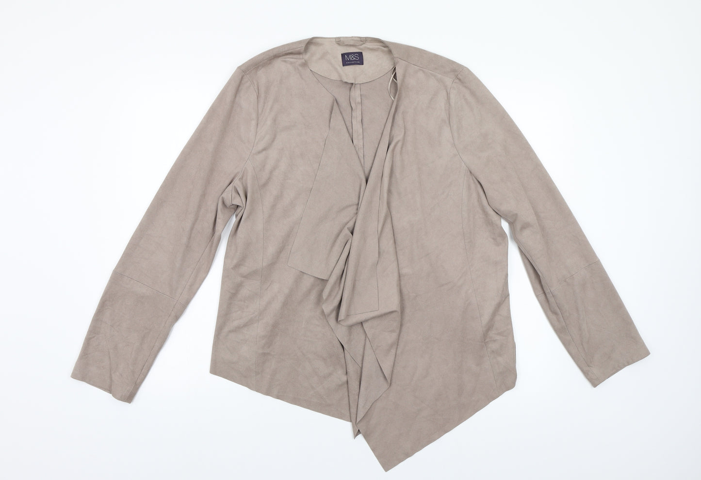 M&S Womens Beige  Velour Jacket Blazer Size 16